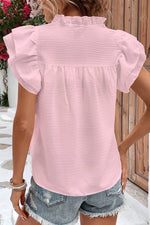 Load image into Gallery viewer, White Basic Textured Tiered Ruffle Sleeve Blouse for Women
