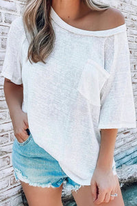 White Exposed Seam Loose Fit T-shirt