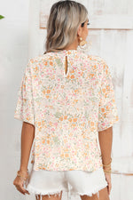 Load image into Gallery viewer, Multicolor Floral Print Wide Batwing Sleeves Blouse
