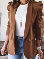 Load image into Gallery viewer, Collared Neck Puff Sleeve Blazer
