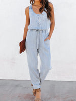 Load image into Gallery viewer, Drawstring Waist Sleeveless Jumpsuit
