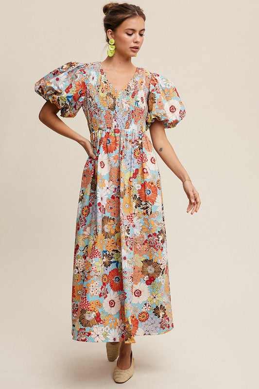 THE JENNIFER PUFF SLEEVE MAXI DRESS