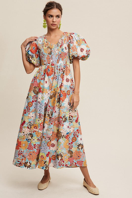 THE JENNIFER PUFF SLEEVE MAXI DRESS