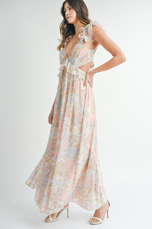 ELLIE RUFFLE MAXI DRESS