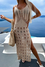 Load image into Gallery viewer, Openwork Slit Scoop Neck Sleeveless Cover Up
