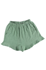 Load image into Gallery viewer, Green Casual Pocketed Ruffle High Waisted Shorts
