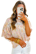 Load image into Gallery viewer, Multicolor Floral Print Wide Batwing Sleeves Blouse
