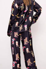 Load image into Gallery viewer, Black Boots Print Loose Shirt and Wide Leg Pajama Set
