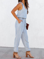 Load image into Gallery viewer, Drawstring Waist Sleeveless Jumpsuit
