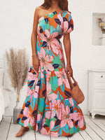 Load image into Gallery viewer, Printed One Shoulder Puff Sleeve Dress
