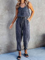 Load image into Gallery viewer, Drawstring Waist Sleeveless Jumpsuit
