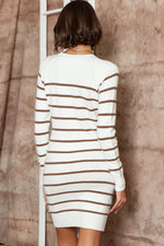 Load image into Gallery viewer, Stripe Button Ribbed Detail Short Sweater Dress
