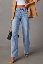 Load image into Gallery viewer, High Waist Straight Jeans with Pockets
