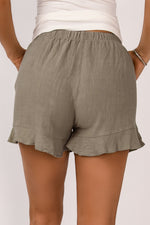 Load image into Gallery viewer, Green Casual Pocketed Ruffle High Waisted Shorts
