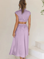 Load image into Gallery viewer, Cutout Mock Neck Sleeveless Ruched Dress
